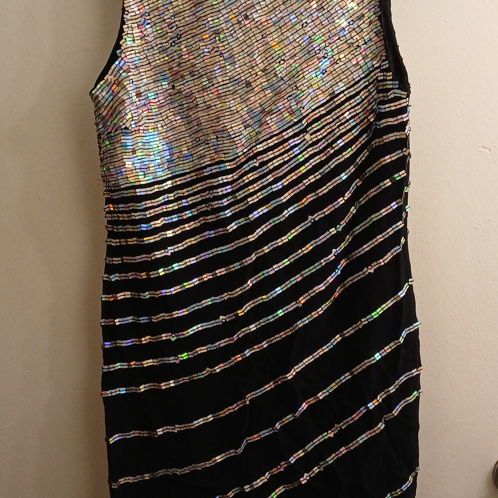 Black and Silver Sequin Dress